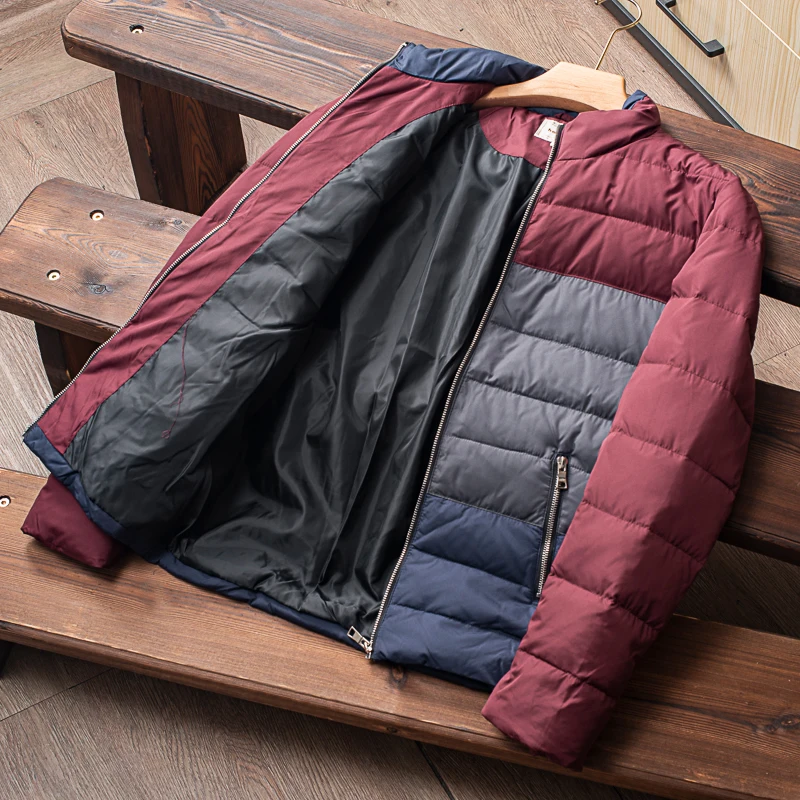 New Casual 2022 Men Duck Down Overcoat Padded Jacket Patchwork Color Block Winter Clothing for Male Plus Big Oversize 3XL XXXL
