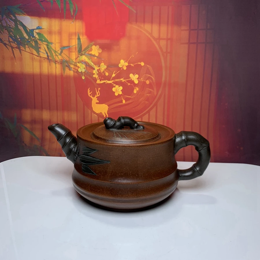 

Chinese Yixing Zisha Clay Teapot Bamboo knot Pot Gu Jingzhou 380ml