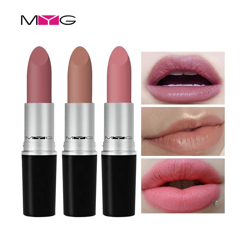 MYG-pintalabios resistente al agua, 29 colores, brillo mate y escarcha, terciopelo marrón, larga duración, rojo, Nude, labios sexys, maquillaje