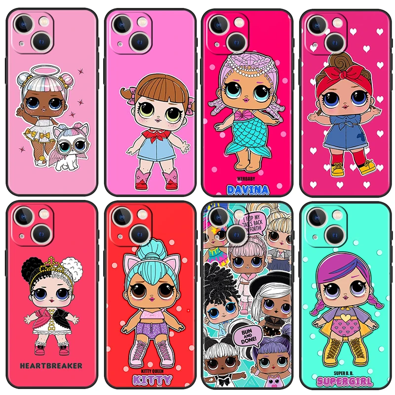 

Surprise Doll LOL Cute For Apple iPhone 13 12 11 Pro Max Mini XS Max X XR 6S 6 7 8 Plus 5S SE2020 Soft Silicone Black Phone Case
