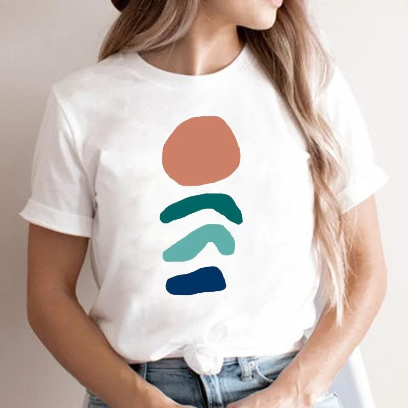 

Women Striped T Shirt Tee Watercolor 90s Lady Short Sleeve Cartoon Top 90s T-shirt Clothing