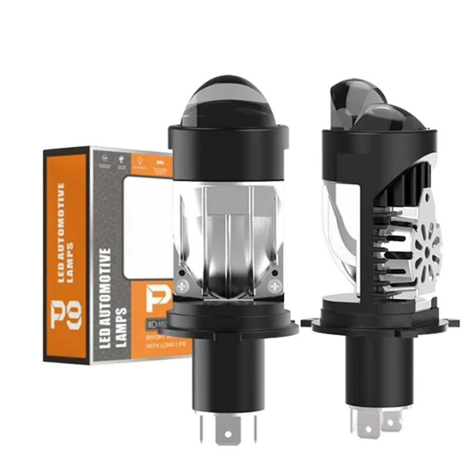 

Двойная Линза H4 светодиодный, мини-объектив проектора, лампа головного света H4, автомобильная фара, Ближний/Дальний свет, 120 Вт, лм, Plug & Play