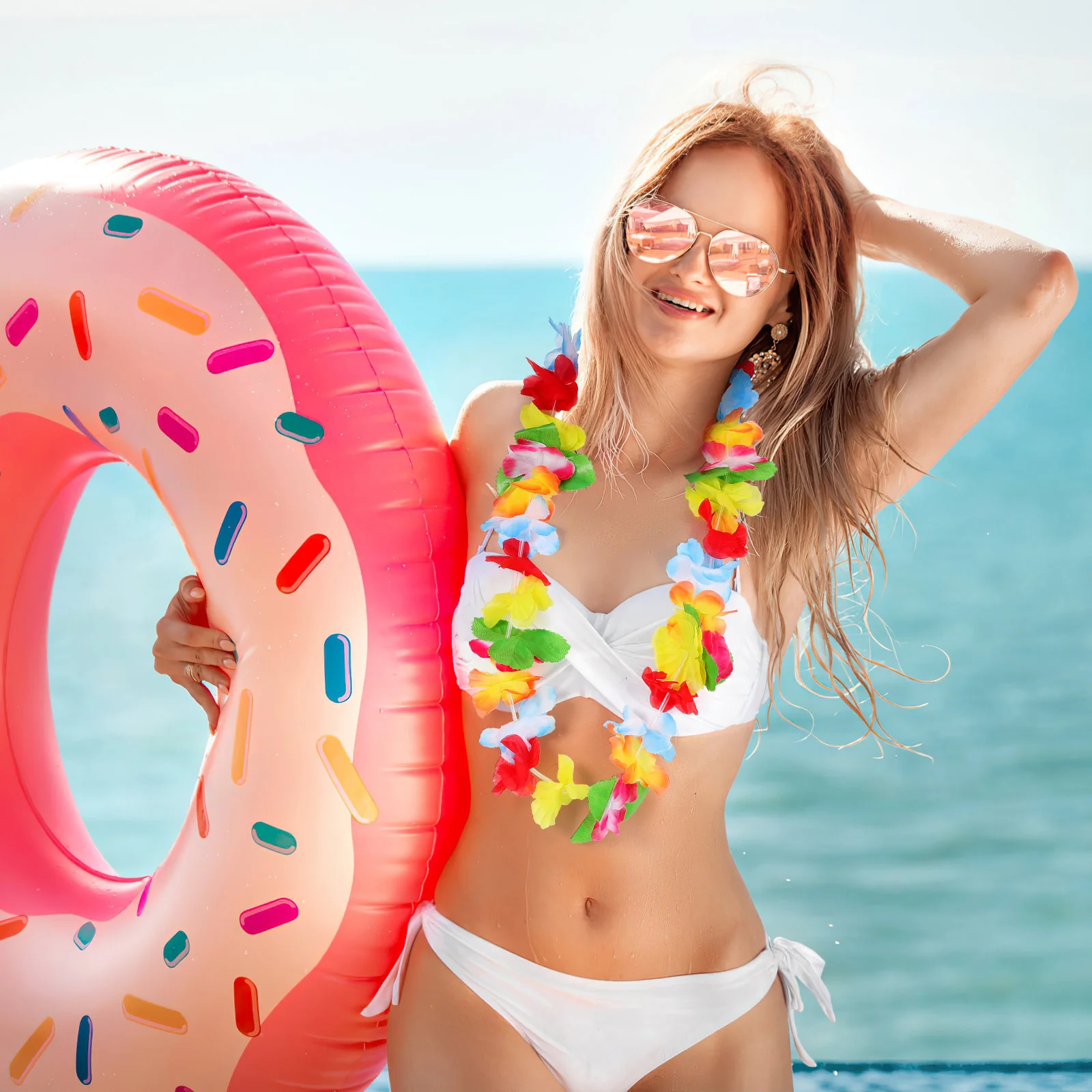 6 шт. гавайское красочное ожерелье из искусственных цветов классическая гирлянда