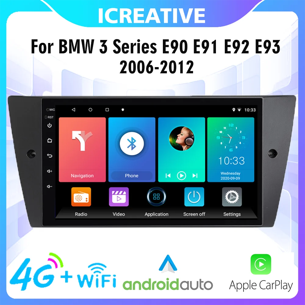 

2 Din 4G Carplay Car Radio Multimedia Player Android Navigation GPS WIFI Head Unit For BMW 3 Series E90 E91 E92 E93 2006-2012
