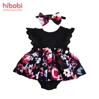 hibobi Baby Girl Clothes Set 2PCS Floral Romper Baby Girls Clothing Jumpsuit Romper+Headband 0-24M Age Newborn Outfits Set