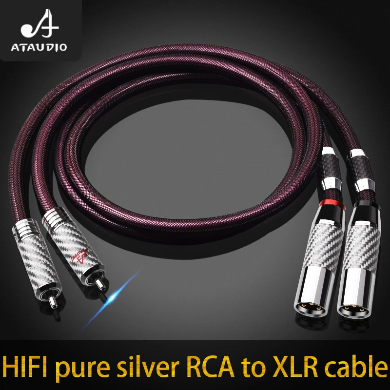 

ATAUDIO HiFi RCA to XLR Cable Hi-end Pure Silver 2RCA Male to 2XLR Male Audio Cable for Mixers DVD Amplifiers Speakers