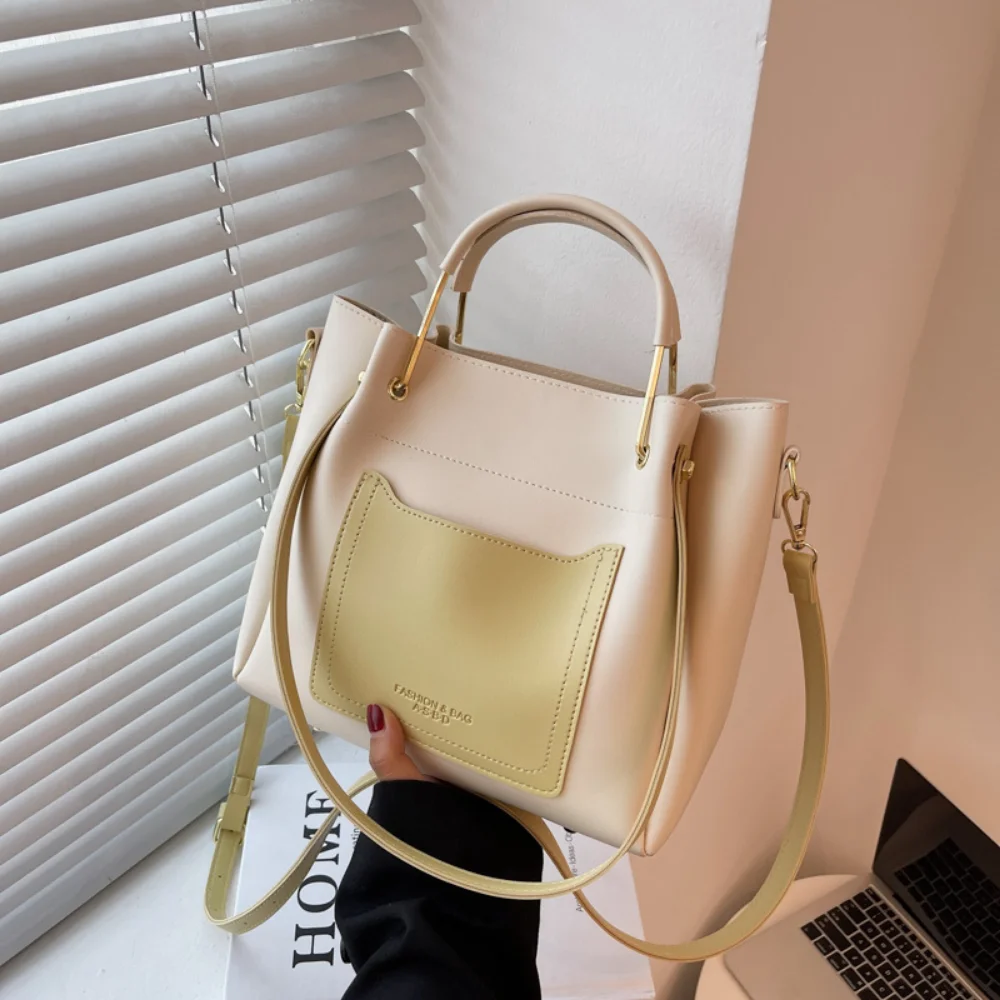 

Vegan Leather Crossbody Bucket Bags Women Luxury Designer Casual Simple Shoulder Handbags Large Capacity Ladies Shopping Bags