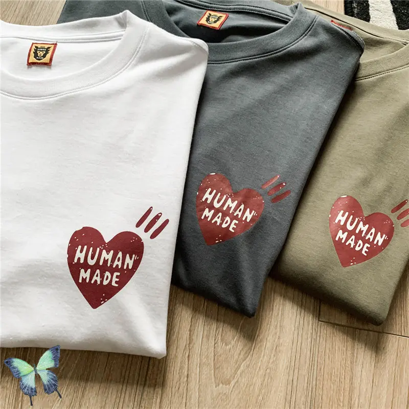 

Men Women T-shirt Vintage Heart Print Long Sleeve Tee Tops