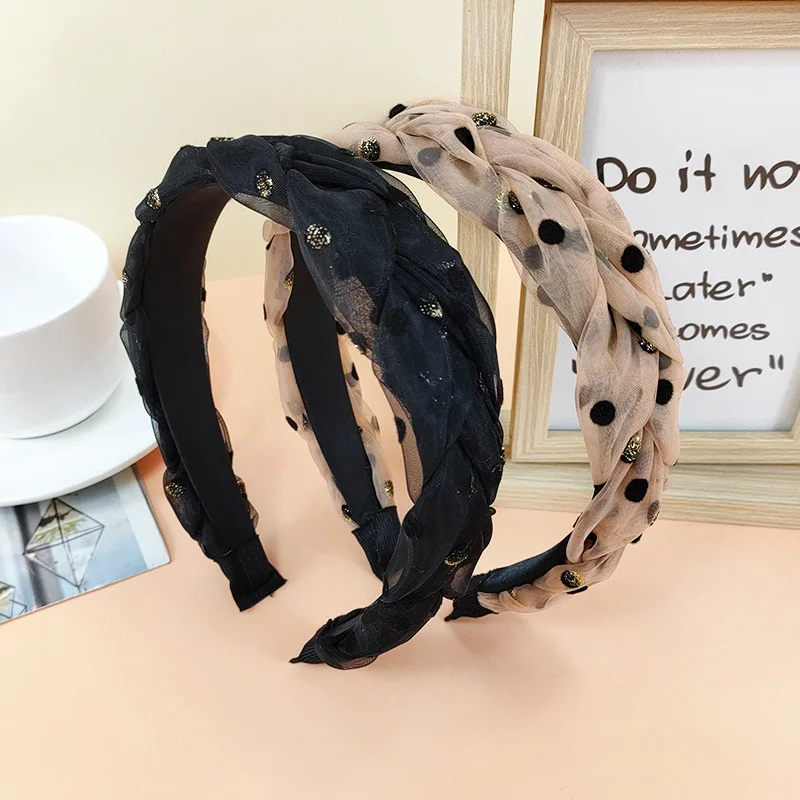 

Korean New Fashion Fairy Polka Dots Headbands High Quality Weave Women Headwear Hair Bands Hoop Hairband Girls Hair Accessories