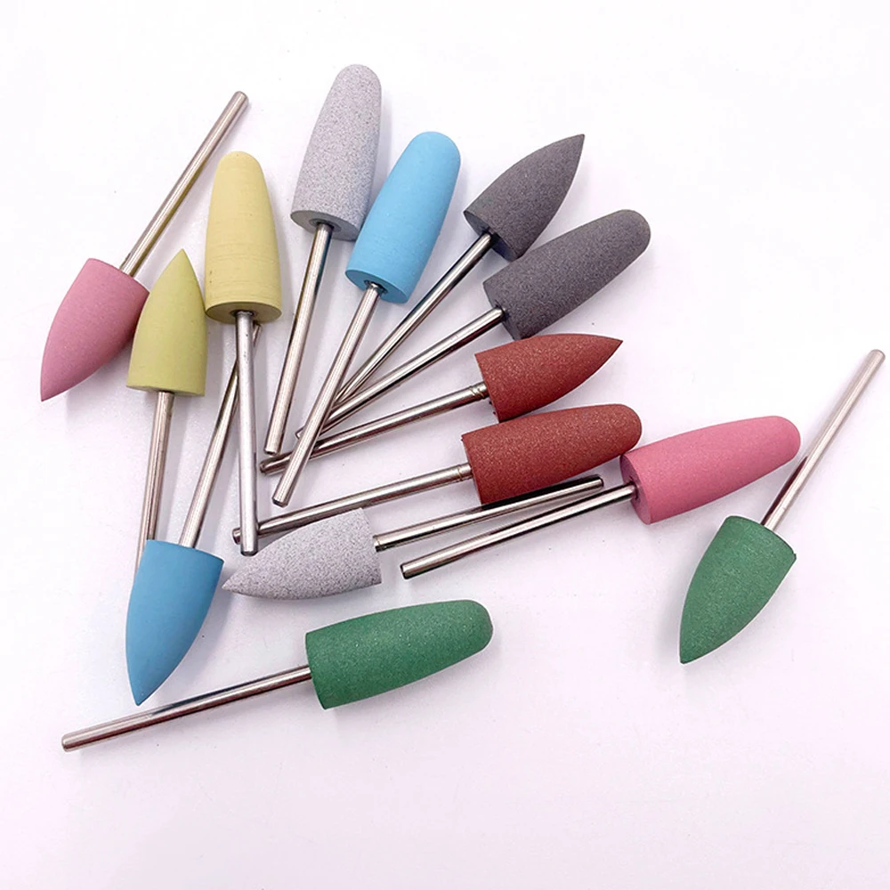 10pcs/set Dental Silicone Rubber Polishers Burs 2.35mm 404 410 610 Teeth Whitening Plishing Drill Dental Polishing Nail Drill