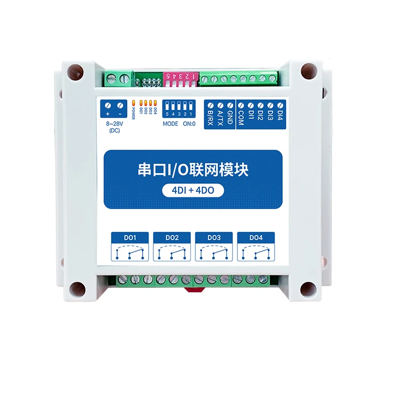 

ModBus RTU Serial PortIO Networking Module RS485 4DI+4DO 4 Digital Outputs MA01-AXCX4040 Rail Installation 8~28VDC