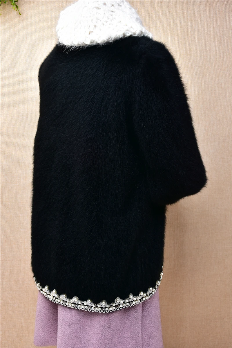 04 Женская осенне-зимняя одежда черные пушистые норковые кашемировые Вязаные