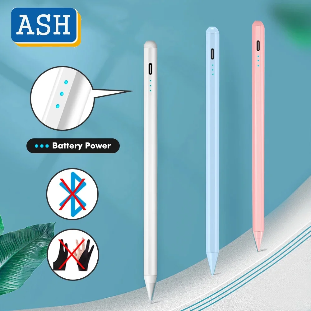 

ASH Active Stylus Pen For iPad With Palm Rejection Tilt Sensitive For iPad Air 5 2022 Pro 11 12.9 2021 Mini 6 5 10.2 9th 8th 7th