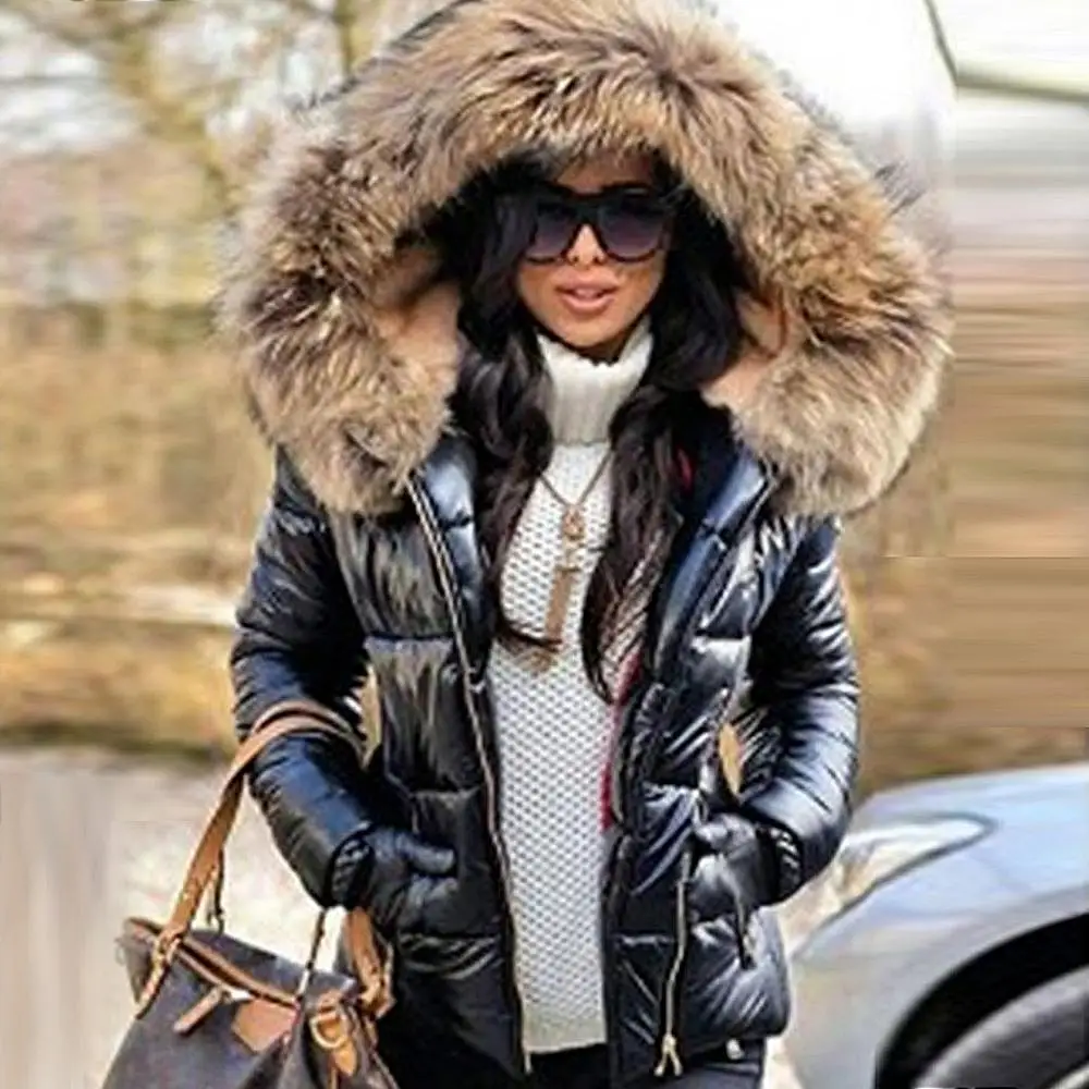 Zipper Women Coat Winter Jacket Warm Parka Plus Size Coats 2020 Down Clothes Faux Fur Hood Pocket Parkas Jackets Woman Outdoor O