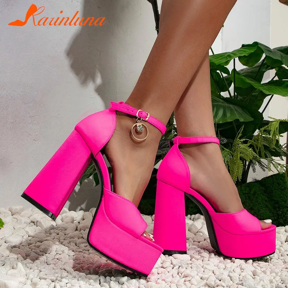 Karinluna Platform Chunky Heels Women Sandals 2023 Summer Sexy Party Fashion Office Lady Comfy Wedding Shoes Pump Sandals