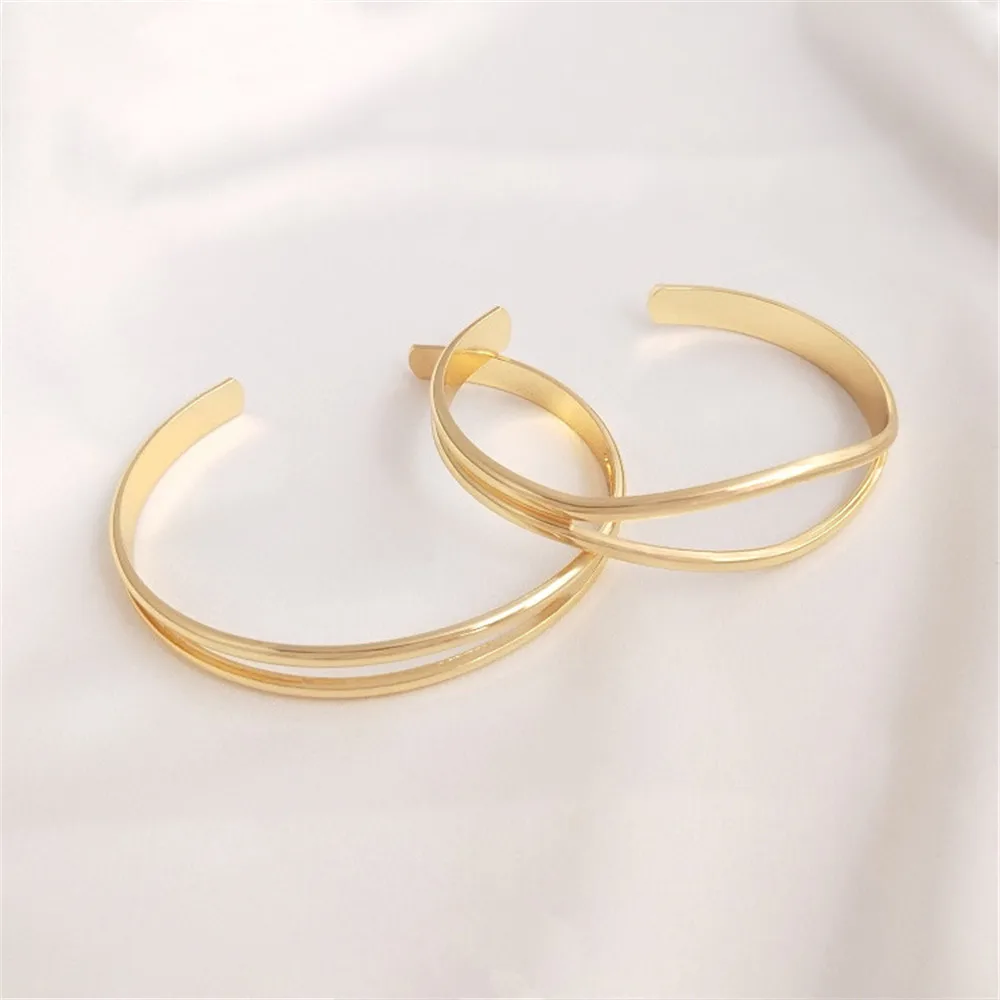 

14K Gold Filled Plated Simple and stylish French women's bracelet with a hyperbolic open loop DIY handmade bracelet