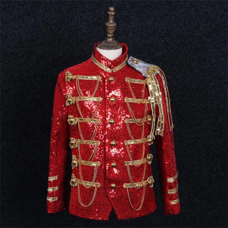 Factory direct sales sequins blazer men suits designs jacket mens stage costumes singers clothes star style dress punk rock
