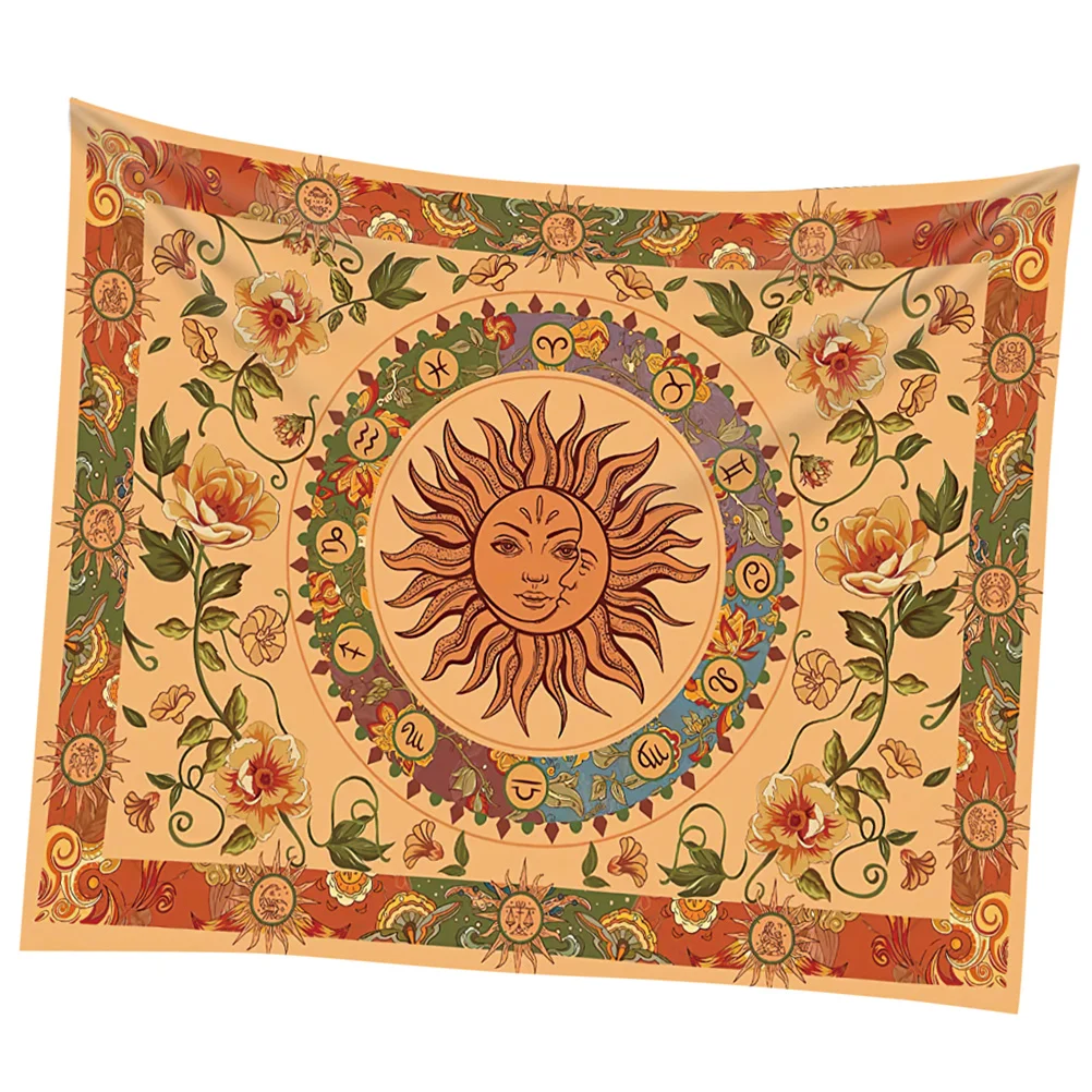 

Sun Moon Tapestry Hanging Boho Background Decor Cloth Wall Blanket Face Decorate