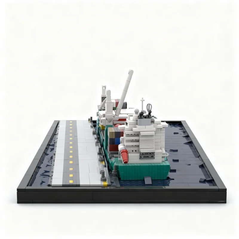 Фото 438 деталей MOC Диорама лодки - Тяжелый грузовой корабль - Модель CSM010, строительные блоки, игрушка, архитектурная модель, рождественский подарок, коллекционный предмет для демонстрации. №4