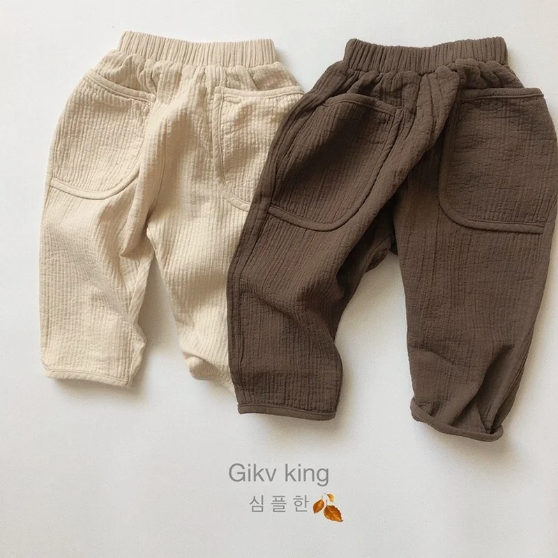 

Брюки детская одежда хлопковые льняные мягкие свободные универсальные детские брюки унисекс в стиле ретро для мальчиков и девочек