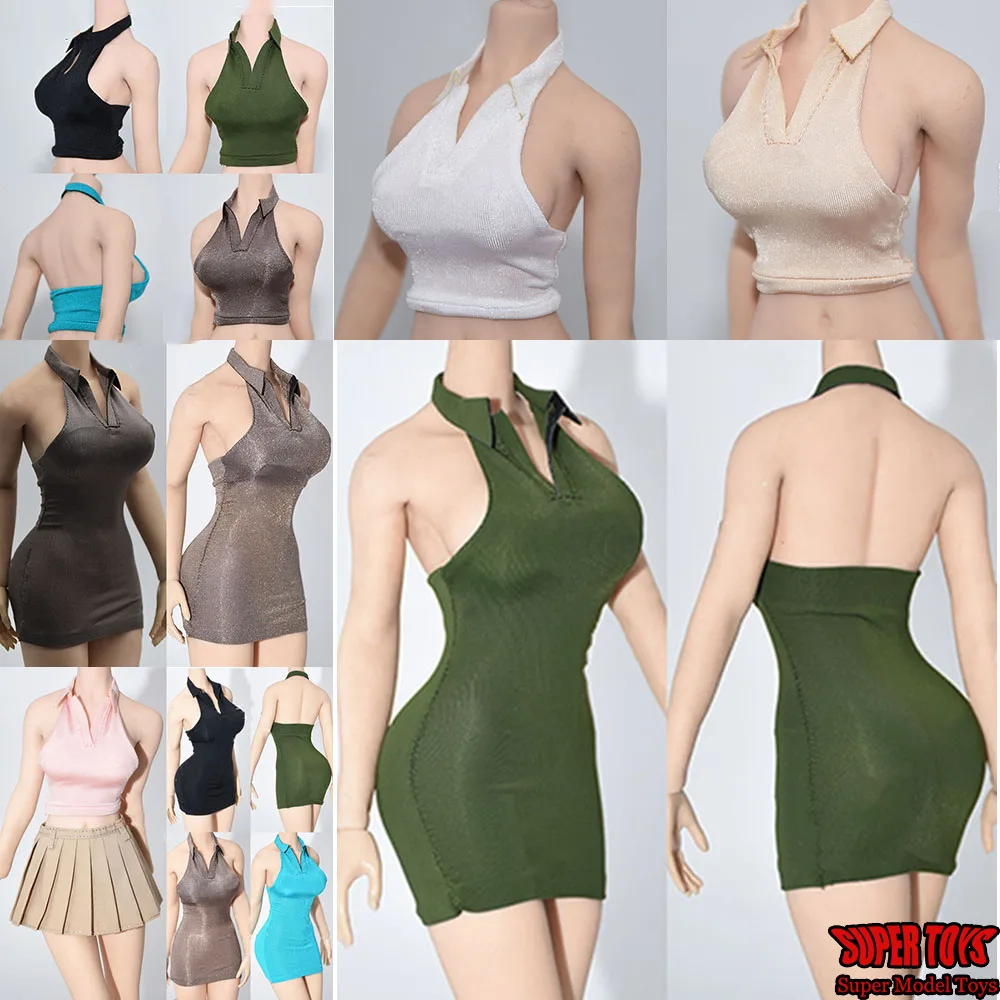 

Женское ультратонкое шелковое платье без рукавов в масштабе 1/6, привлекательный короткий топ для 12 дюймов TBL, экшн-фигурка