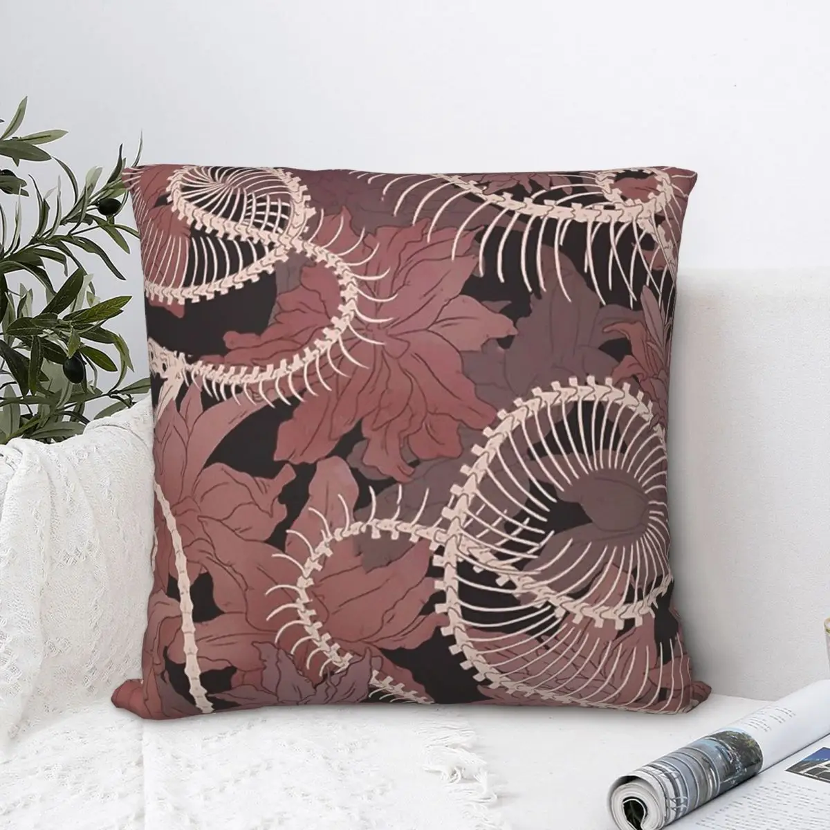 

Snake Throw Pillow Case Skeleton Cushion Home Sofa Chair Print Decorative Hug Pillowcase