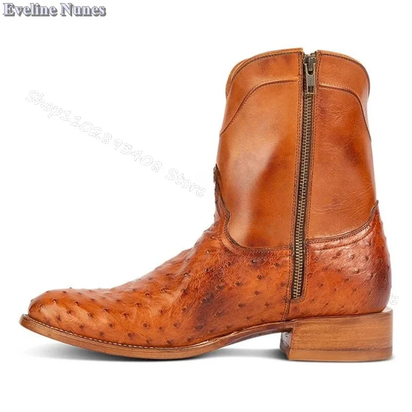 Мужские ковбойские ботинки на молнии сбоку черные однотонные повседневные в