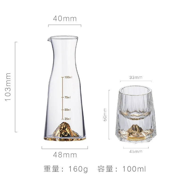 

1 Set Crystal Glass Gold Foil Shot Glasses for Vodka Glass Home High-End Wine Set Double Glass Wine Cup For Home Bar Liquor Cups