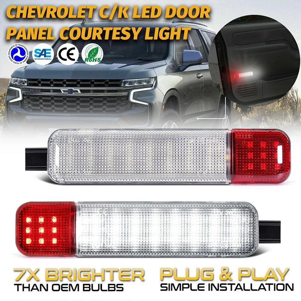 2X LED Door Panel Light Courtesy Lamp For Hummer H2 2003 2004 2005 2006 2007 2008 2009 Chevy Silverado 1500 2500 3500 Dually Bed