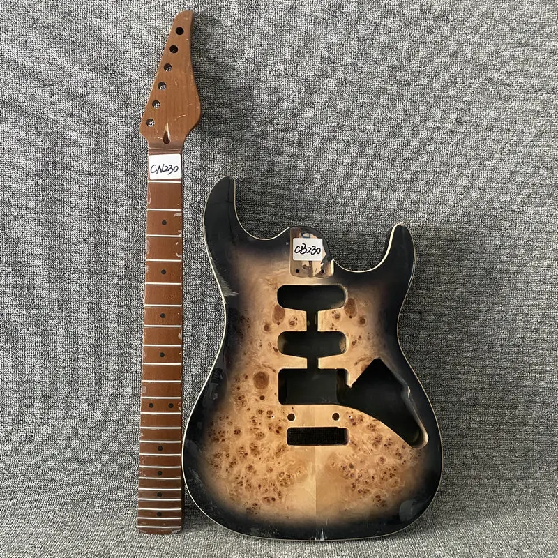 

CN230CB230 6 Strings Electric Guitar Kits Burl Wood Body with Jet Roast Maple Neck DIY Guitar Parts