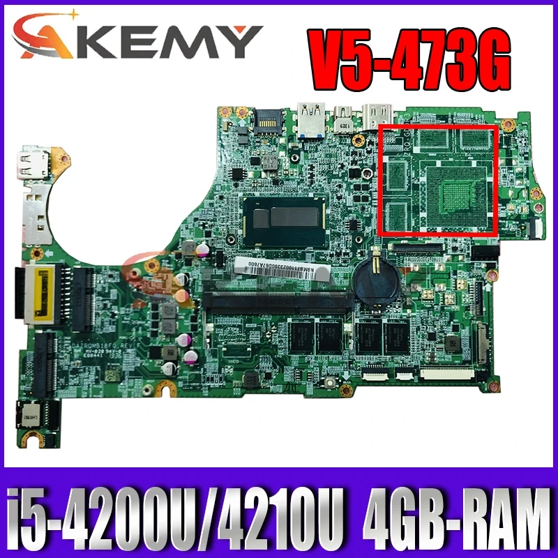 

Материнская плата для ноутбука ACER V5-473G V5-573G V5-573P DAZRQMB18F0 NB.MP211.001 CPU i5 4200U/4210U RAM 4GB 100% протестированная работа