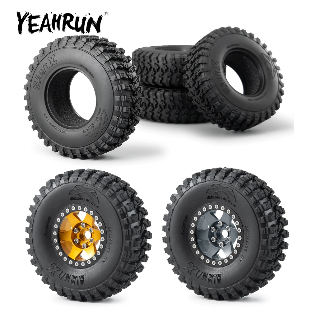 

YEAHRUN, 4 шт., 1,9 дюйма, металлические колесные диски, резина, 106 мм, набор колесных шин для Φ Axial SCX10 90047 D90 1/10, детали для радиоуправляемых гусеничных автомобилей