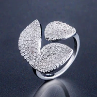 2022 new fashion elegant mermaid tail cuff ring with cubic zirco sea whale fish tail eternity rings gift for party best friend