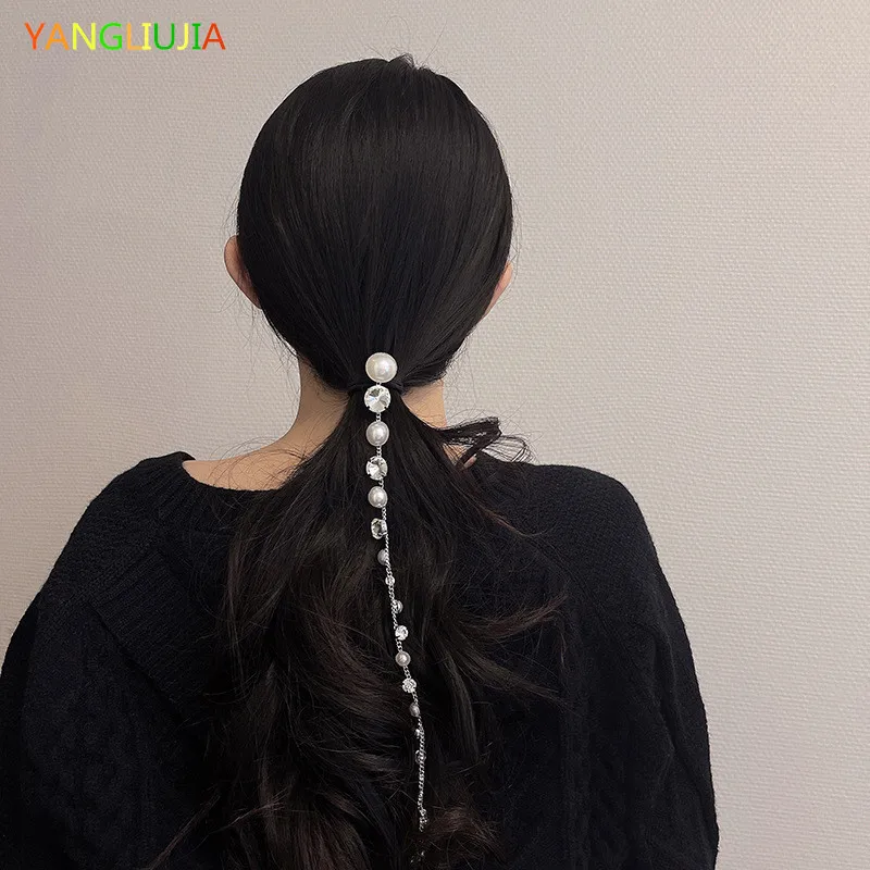 

Pearl Crystal Flower Chain Long Hair Clip Hair Accessories Crab Hair Clip Bride Wedding Accessories Woman Tiara ，hairpin