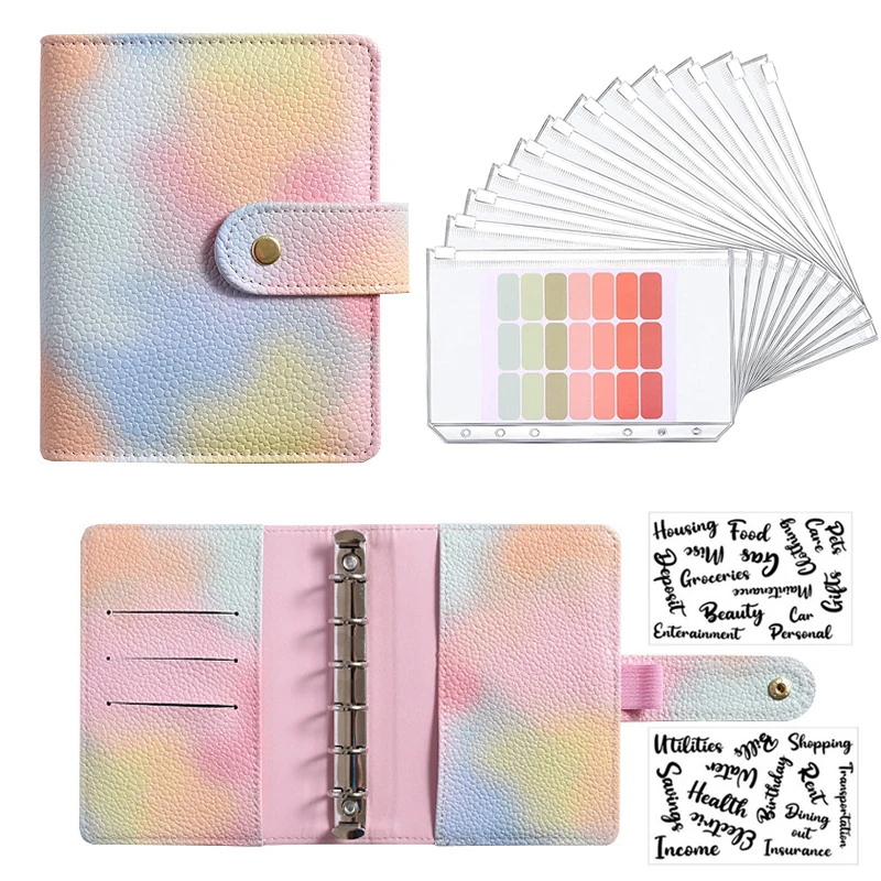 

A7 PU Leather Binder Notebook Agenda Planner Cash System Set,Binder Pocket for Money Budget Saving Binder Housing Bill Organize