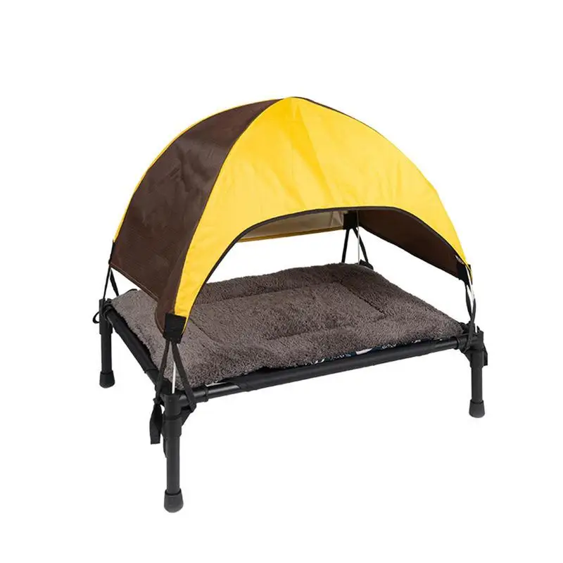 

Elevated Dog Bed Pet Cot With Canopy Shade Tent Portable Pet Dot For Camping Beach Durable Oxford Fabric Extra Carrying Bag