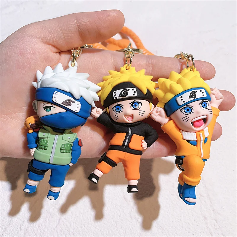 Hokage Anime Keychain Hatake Kakashi Uzumaki Narutos Keyring Cartoon Uchiha Sasuke Pendant Keychains Children Toys Cute Gifts