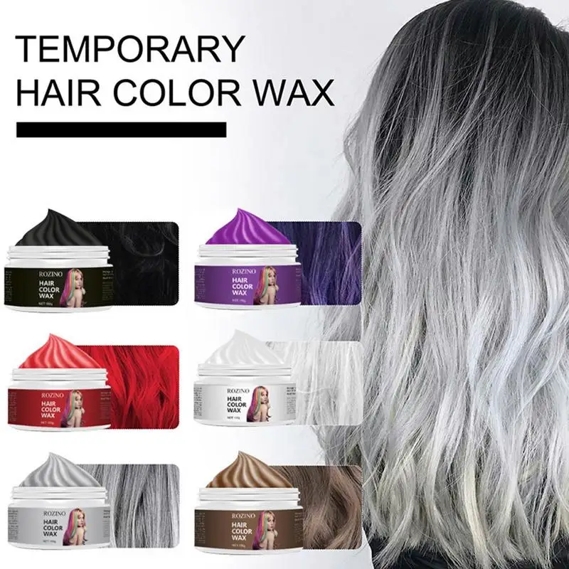 Wax Mud Red Purple Grey Brown Black White Natural Instant Hair Color Cream For Diy Cosplay Halloween