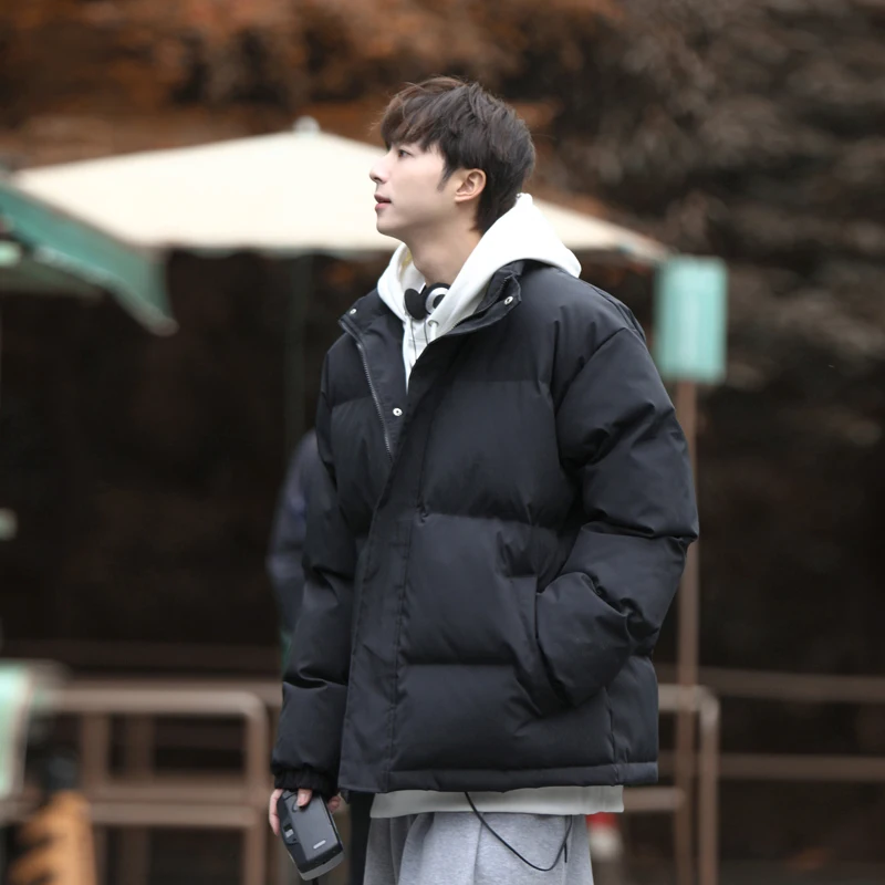 Winter Jacket Men Warm Fashion Black White Thickened Jackets Men Streetwear Korean Loose Thick Short Coat Mens Parker Clothes
