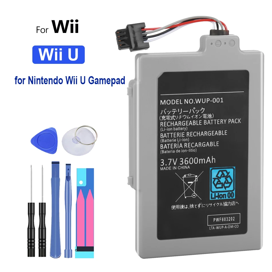 

Battery 3600mAh Wii U for Nintendo WiiU Gamepad Rechargeable Batteries + Free Tools with Track Code