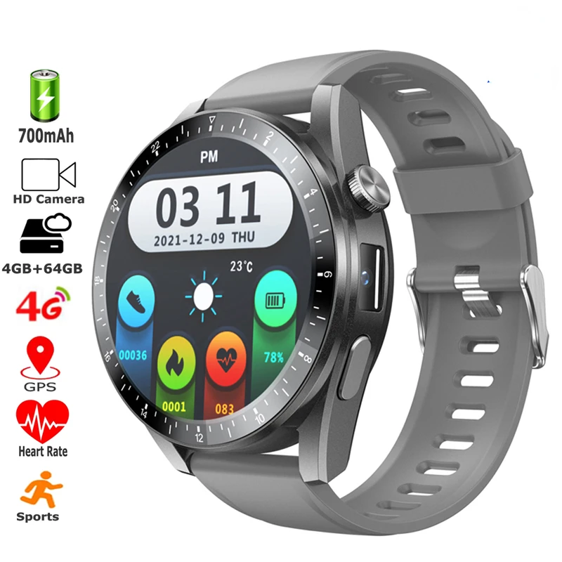 

New 4GB memory 64GB Android 10A2 dual chip smartwatch adult GPS WiFi 5 Megapixel Camera Man smartwatch 4G dual system