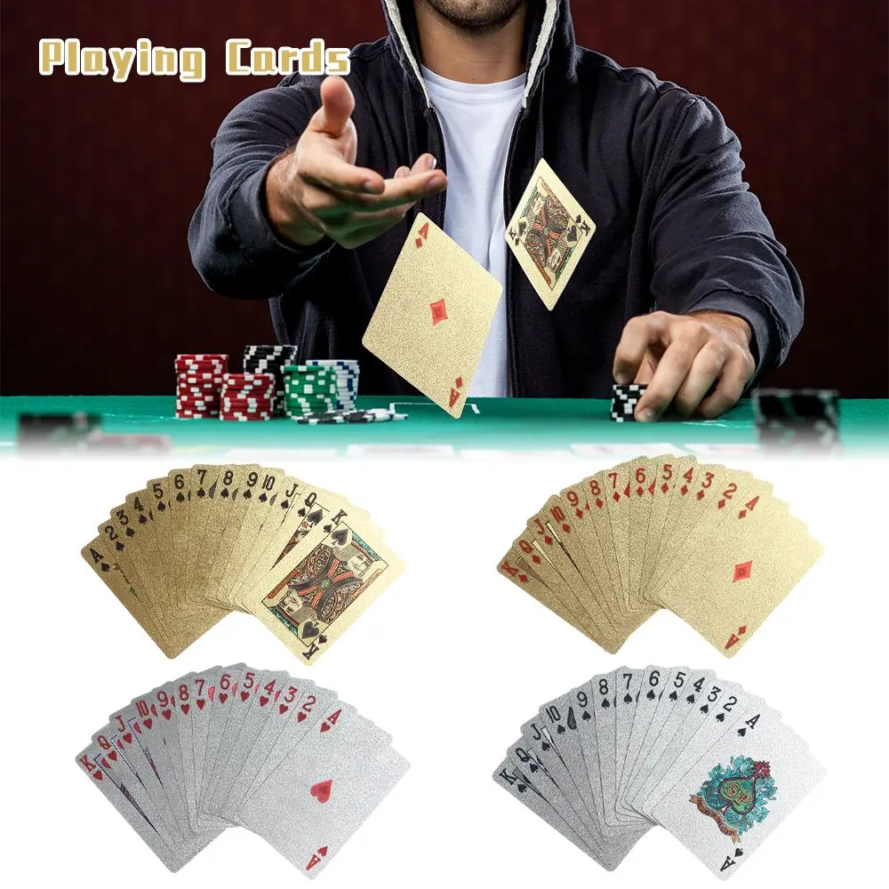 

Пластиковые покерные игральные карты, набор волшебных карт из фольги 24 К золота, водонепроницаемая Подарочная коллекция, настольная игра