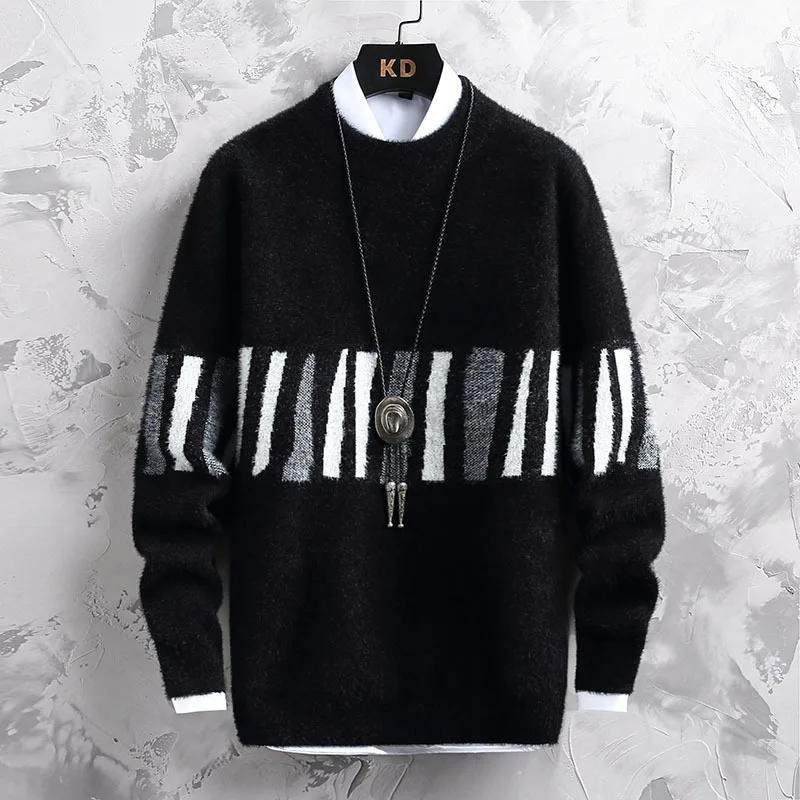 

2023 Men's Cashmere Sweater Half-High Lapels Pullovers Winter Male New Casual Tops Long Sleeve Autumn Knitwear Black Clothing