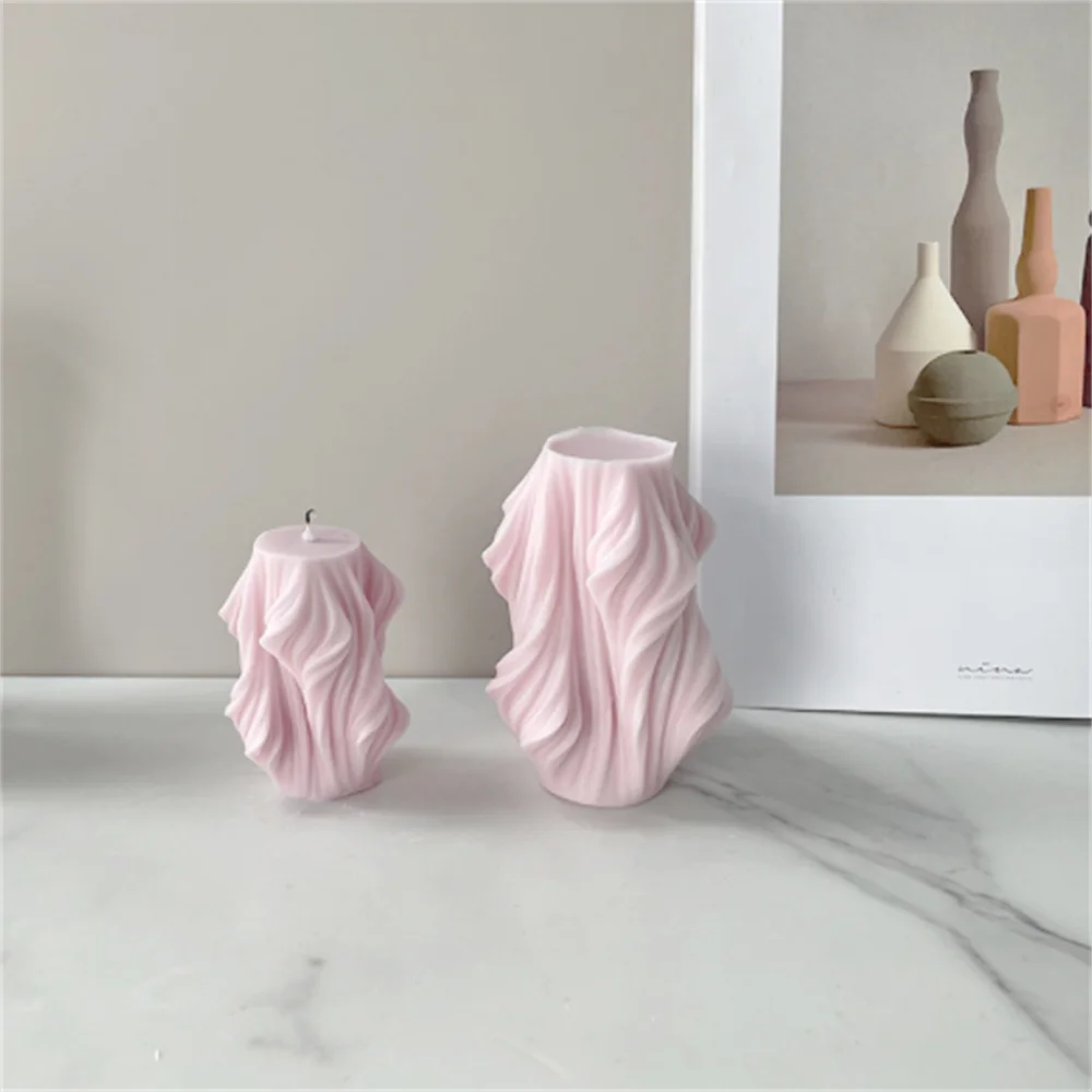 

Abstract Art Geometric Rotating Waves Silicone Candle Mold DIY Columnar Candle Making Soap Resin Mould Gifts Craft Home Decor