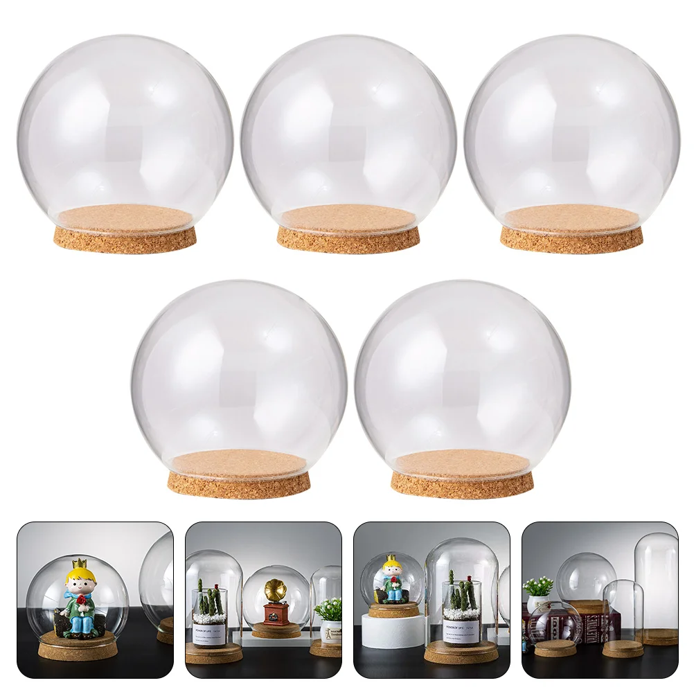 

5 Pcs Cupcake Containers DIY Snow Globes Cupcake Decorating Cloche Glass Dome Cupcake Ornament Clear Glass Terrarium Gift