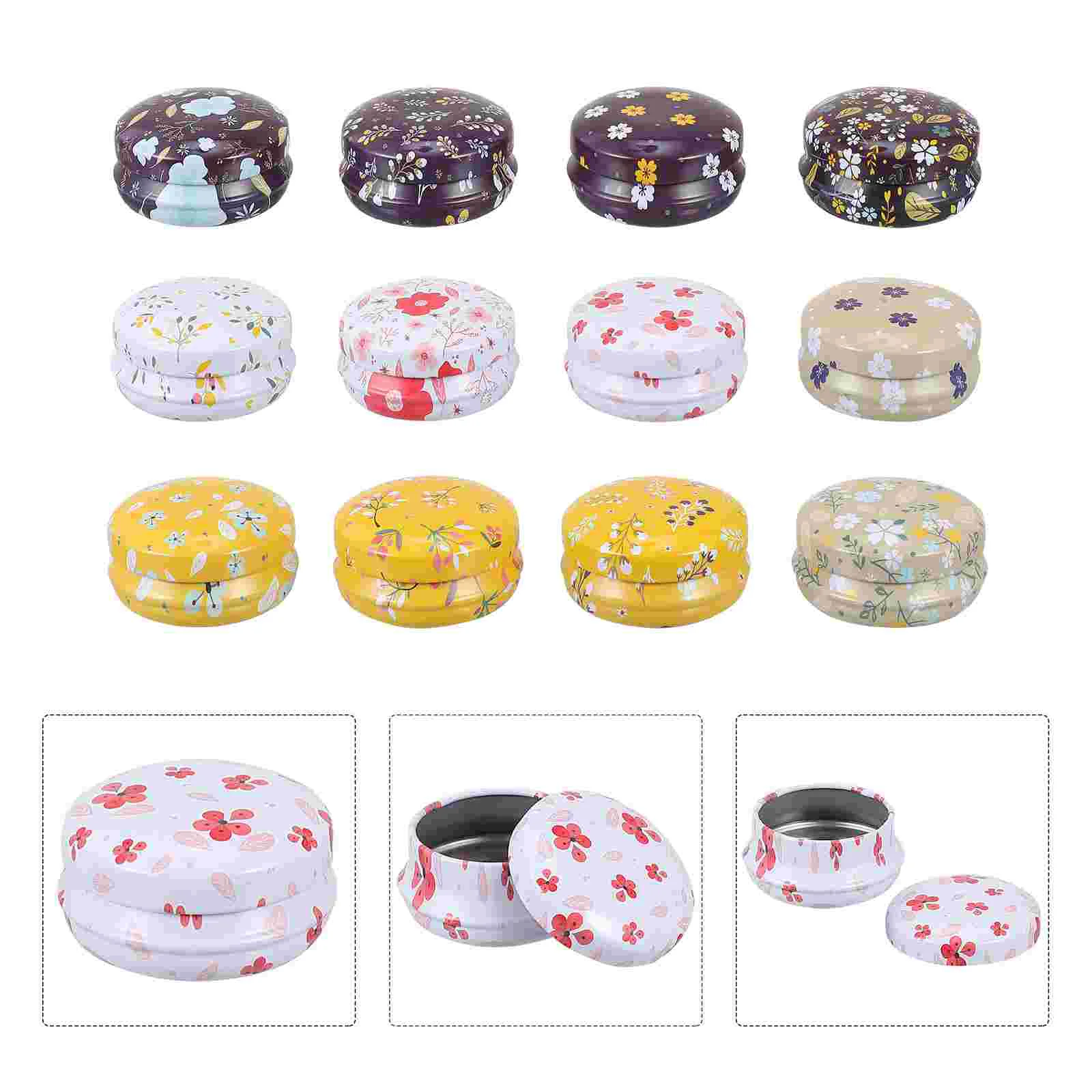 

12 Pcs Round Lipstick Case Tin Cans Lids Metal Tin Box Mini Jar Tinplate Wedding Gift Box Wedding Party Favor Box Baby