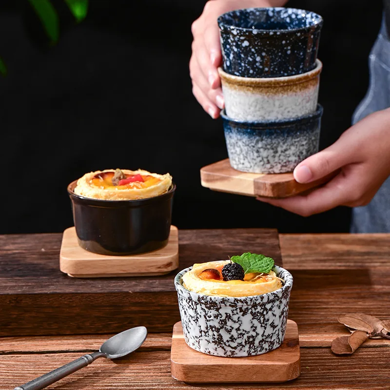 

Creative Baking Pudding Cup Souffle Dessert Bowl Japanese Ceramic Tableware Oven Bowl Steamed Egg Ceramic Bowl Home Hotel