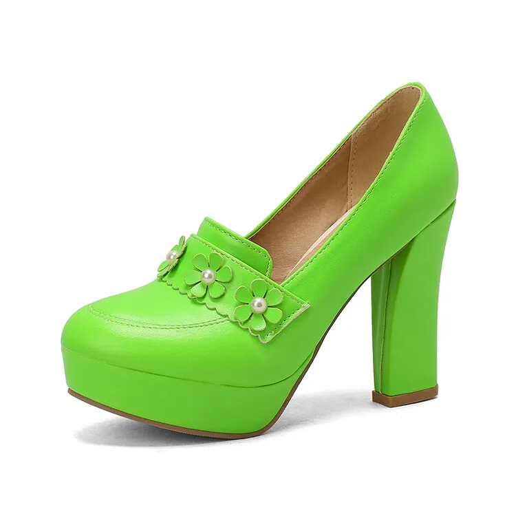 

Big Size Round head waterproof platform single shoe ladies high heels women shoes woman pumps