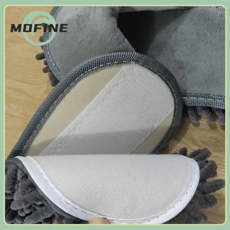 

Upper Material Open Toe Home Floor Mopping Shoe Cover Removable Cleaning Slipper With Elastic Band Solid Color Super Soft Mop