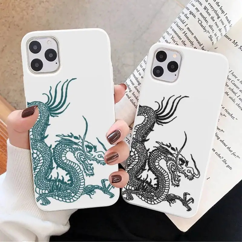 

Dragon simple line corlorful Phone Case Candy Color for iPhone 6 7 8 11 12 13 s mini pro X XS XR MAX Plus
